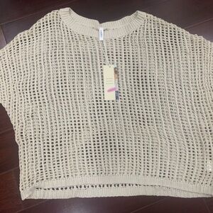 Cream Knit Crochet Top